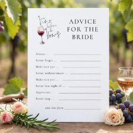 Consejos de Vino Antes de Votos Tarjeta para Novia