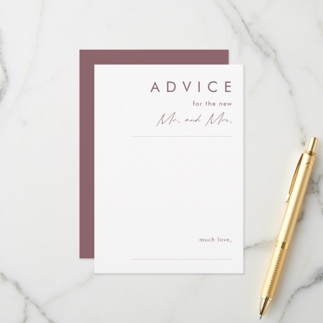 Consejos Dusty Boho | Tarjeta de asesoramiento de Boda mora (Anverso/Reverso In Situ)