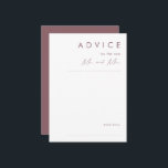 Consejos Dusty Boho | Tarjeta de asesoramiento de Boda mora<br><div class="desc">Este polvoriento Boho | La tarjeta de consejo boda morado es perfecta para su boda boho rústico y colorido. Su diseño moderno, sencillo y único, acompañado de un guión minimalista contemporáneo y una paleta de color malva violeta, le confiere a este producto un ambiente bohemio de moda clásico. Manténgalo como...</div>