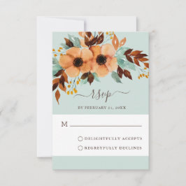Consejos Elegante tarjeta RSVP de Boda Floral Verde Mint