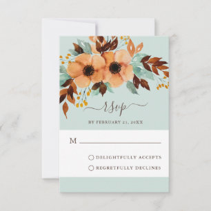 Consejos Elegante tarjeta RSVP de Boda Floral Verde Mint