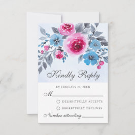 Consejos Elegante Tarjeta RSVP De Color Rosa Y Azul
