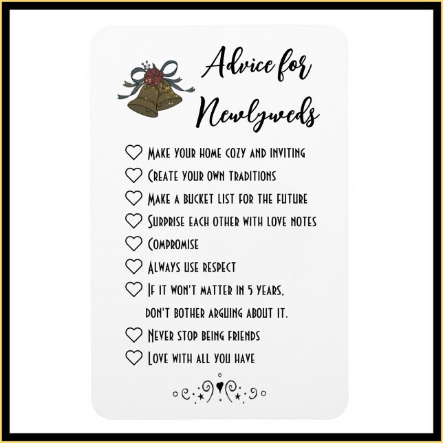 Consejos para el imán de los recién casados (Bookmark my store! https://www.zazzle.com/store/capricepetit)