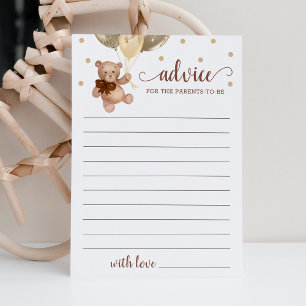 Consejos para los padres Tarjeta de Oso Baby Showe