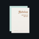 Consejos Playa Retro | Tarjeta de asesoramiento de Boda Aqu<br><div class="desc">Esta playa retro | la tarjeta de consejo boda aqua es perfecta para su boda de verano boho tropical, de color y vintage. Su original fuente bohemia de mediados de siglo le da a este diseño un minimalista y clásico ambiente hippie. Supongamos que está buscando un diseño que tenga colores...</div>