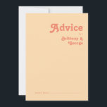 Consejos Retro moderno | Tarjeta de asesoramiento de Boda d<br><div class="desc">Retro moderno | La tarjeta de asesoramiento de boda crema naranja es perfecta para su boda de verano boho tropical, de color y vintage. Su original fuente bohemia de mediados de siglo le da a este diseño un minimalista y clásico ambiente hippie. Si buscas un diseño con colores brillantes y...</div>