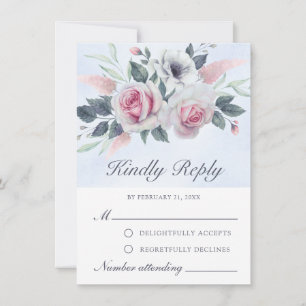 Consejos Rosas de acuarela románticos tarjeta RSVP azul cla