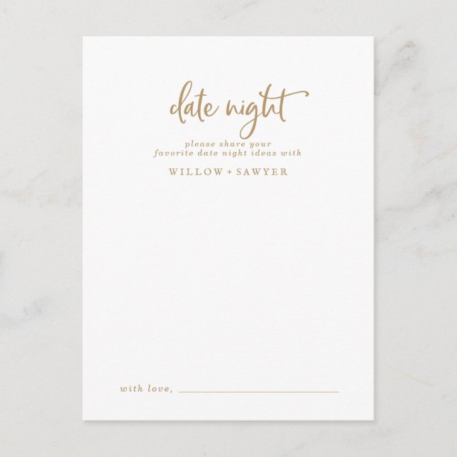 Consejos Rustic Gold Script Fecha Noche Idea Tarjeta de Con (Anverso)