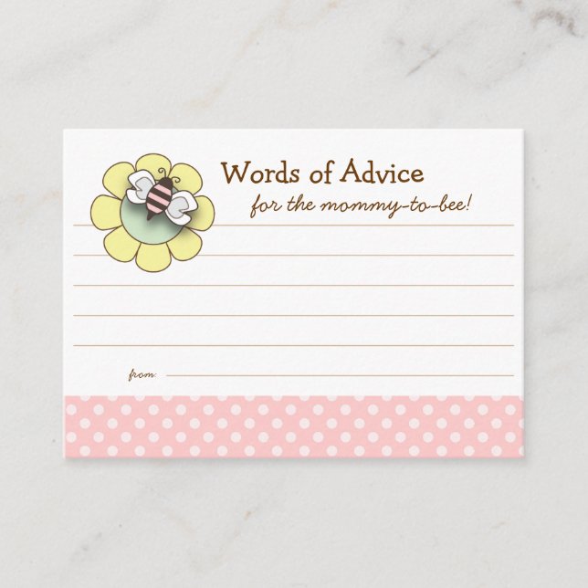 Consejos Tarjeta Baby Shower de mami to be Advance | Rosa (Anverso)