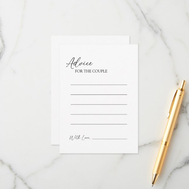 Consejos Tarjeta de asesoramiento Boda clásica moderna (Anverso/Reverso In Situ)