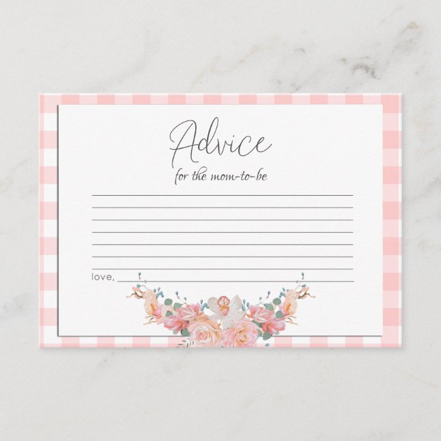 Consejos Tarjeta de asesoramiento de Baby Shower | BOHO Bab (Anverso)