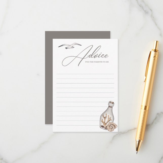 Consejos Tarjeta de asesoramiento de Baby Shower costera ná (Anverso/Reverso In Situ)