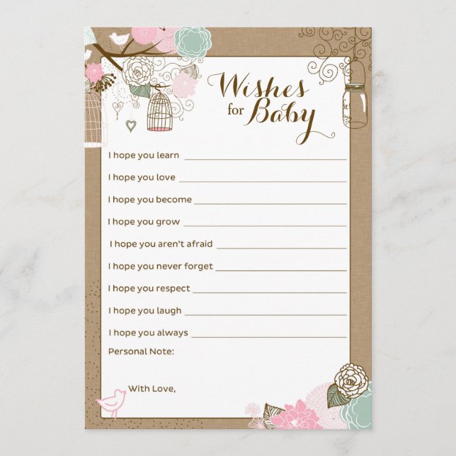 Consejos Tarjeta de asesoramiento de Baby Shower - Jares y  (Anverso)