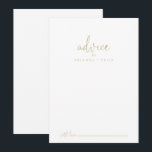 Consejos Tarjeta de asesoramiento de Boda de guión de afici<br><div class="desc">Esta tarjeta de boda de guion de amor es perfecta para un boda rústico. El diseño, sencillo y elegante, presenta una tipografía de escritura clásica y elegante en oro. Estas tarjetas son perfectas para un boda, una ducha de novia, una ducha de bebé, una fiesta de graduación y más. Personalice...</div>