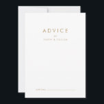 Consejos Tarjeta de asesoramiento de Boda de la tipografía<br><div class="desc">Esta tarjeta de asesoramiento boda de tipografía dorada de moda es perfecta para un boda moderno y se puede usar para cualquier evento. El diseño es sencillo y presenta una tipografía minimalista clásica de oro y blanco con un ambiente rústico de boho. Personalizable de cualquier color. Mantenga el diseño minimalista...</div>