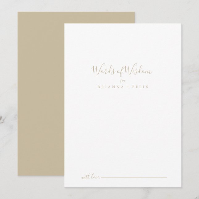 Consejos Tarjeta de asesoramiento de Boda de oro (Anverso / Reverso)