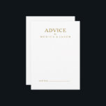 Consejos Tarjeta de asesoramiento de Boda de oro Minimalist<br><div class="desc">Esta clásica tarjeta de boda oro minimalista es ideal para un evento sencillo y elegante. La tipografía dorada vintage le da un toque formal elegante. Manténgalo como está,  o elige personalizarlo con obras de arte o gráficos de su elección.</div>