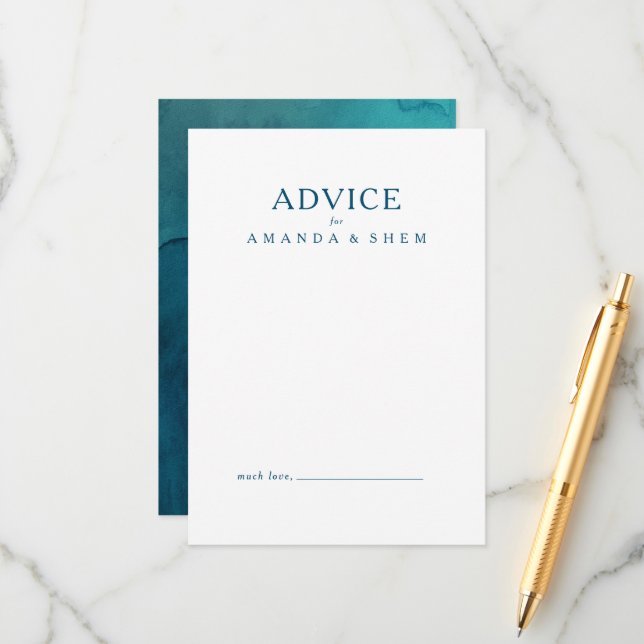 Consejos Tarjeta de asesoramiento de Boda Moody Ocean Water (Anverso/Reverso In Situ)