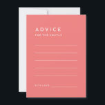 Consejos Tarjeta de asesoramiento de Boda rosa Minimalista<br><div class="desc">Presentamos nuestro diseño de tarjetas de consejo de Boda rosado Minimalista Citrus, donde la sencillez se encuentra con la sofisticación en una paleta de colores cítricos brillantes. Con un fondo sólido en fuentes tipográficas rosas, naranjas, amarillas o verdes, y limpias, este tema exuda elegancia contemporánea con un toque de encanto...</div>