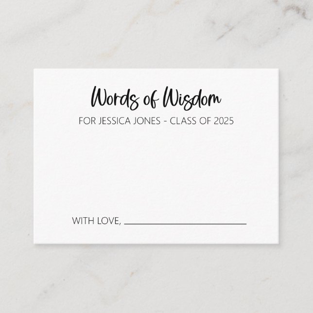 Consejos Tarjeta de asesoramiento de palabra para graduado (Anverso)