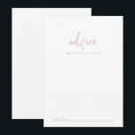 Consejos Tarjeta de asesoramiento para Boda de guiones de R<br><div class="desc">Esta rosa tarjeta de boda de guiones de amor es perfecta para un boda rústico. El diseño, sencillo y elegante, presenta una tipografía de escritura clásica y elegante en oro rosa. Estas tarjetas son perfectas para un boda, una ducha de novia, una ducha de bebé, una fiesta de graduación y...</div>