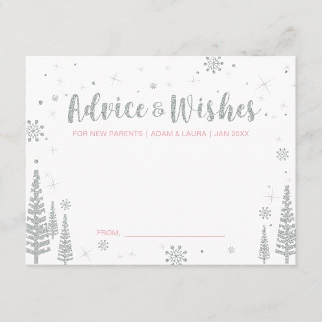 Consejos Tarjeta de asesoramiento rosa de Baby Shower para  (Anverso)