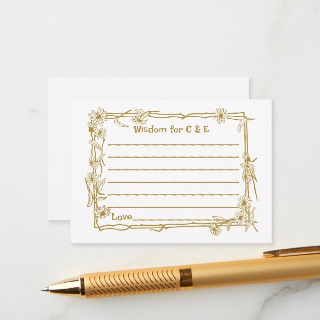 Consejos Tarjeta de asesoramiento/sabiduría del boda para l (Anverso/Reverso In Situ)