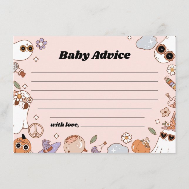 Consejos Tarjeta de Baby Shower de Baby Advice Groovy Hallo (Anverso)
