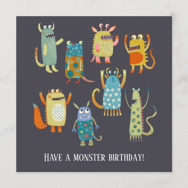 Consejos Tarjeta de cumpleaños Cute Monsters (Anverso)