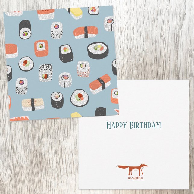 Consejos Tarjeta de cumpleaños Cute Sushi (Sushi Japanese food art birthday card)