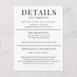 Consejos Tarjeta de Detalles de Boda Minimalista | Editable