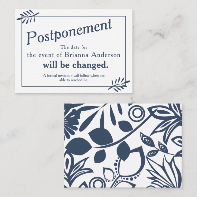 Consejos Tarjeta de información del marco floral azul vinta (Anverso / Reverso)