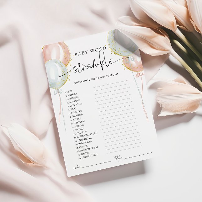 Consejos Tarjeta de juego Baby Shower de Word Scramble Reve (Subido por el creador)