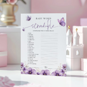 Consejos Tarjeta de juego Bebé de mariposa púrpura de Word