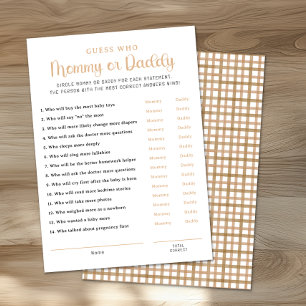 Consejos Tarjeta de juego de baby shower Taupe Mommy o Dadd