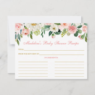 Consejos Tarjeta de receta de oro floral blanca rosa Baby S