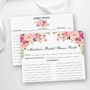 Consejos Tarjeta de receta floral Rubor rosa para ducha de 