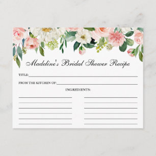 Consejos Tarjeta de receta para ducha de novia floral blanc