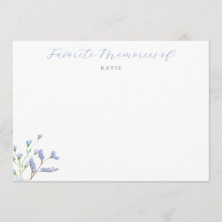 Consejos Tarjeta de recuerdos favoritos florales azul claro