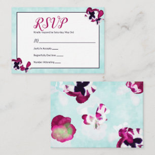 Consejos Tarjeta de RSVP de Pensamientos Rosa Magenta y Tur