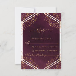 Consejos Tarjeta RSVP de Borgoña y Boda de Oro