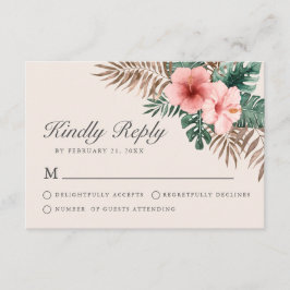 Consejos Tarjeta RSVP de Crema Floral de Acuarela Tropical 