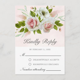 Consejos Tarjeta RSVP de Roses Blancas Rosadas de Color de 
