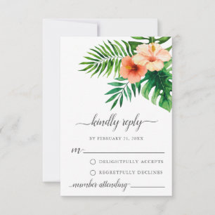 Consejos Tarjeta RSVP floral de color de agua tropical mode