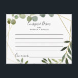 Consejos tropicales y tarjeta de consejo Boda de D<br><div class="desc">Este consejo tropical y deseos tarjeta de consejo boda es perfecto para un boda español moderno. El diseño está decorado con hermosas hojas verdes pintadas a mano, adornando un marco geométrico dorado. Estas tarjetas son perfectas para un boda, una ducha de novia, una ducha de bebé, una fiesta de graduación...</div>