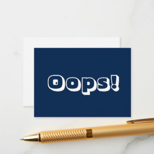 Consejos ¡Uy, Oops! Disculpa la tarjeta azul marino de negr