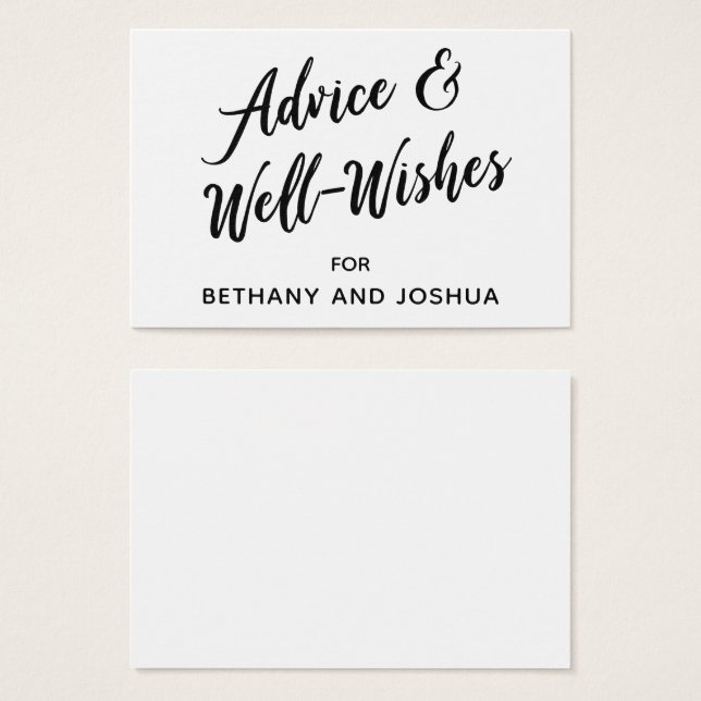 Consejos y buenos deseos para una boda en blanco y (Anverso y reverso)