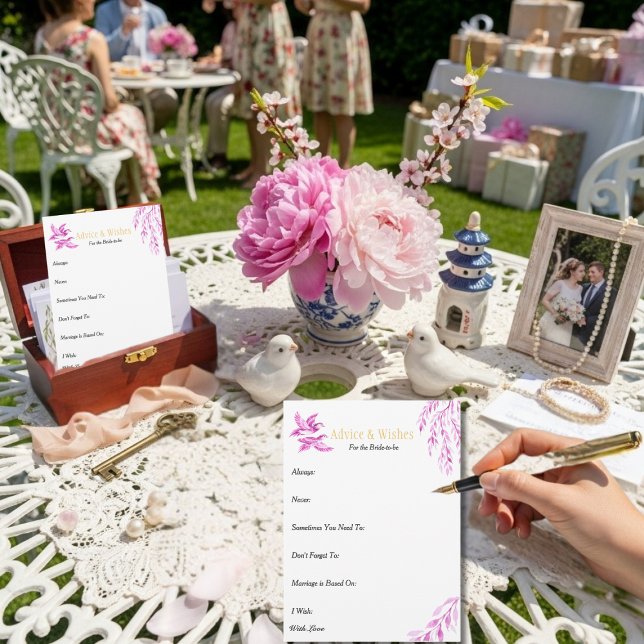 Consejos y Deseos  Desayuno de novia Chinoiserie R (Advice & Wishes Bridal shower Pink Chinoiserie)