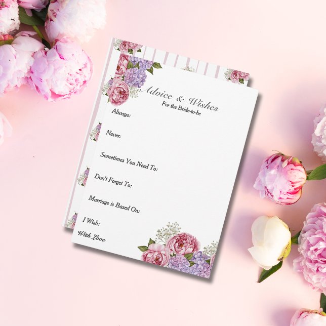 Consejos y deseos Ducha de novia Peony hidrangea (Advice & Wishes Bridal shower Peony hydrangea)