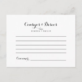 Consejos y deseos modernos tarjeta de consejo para